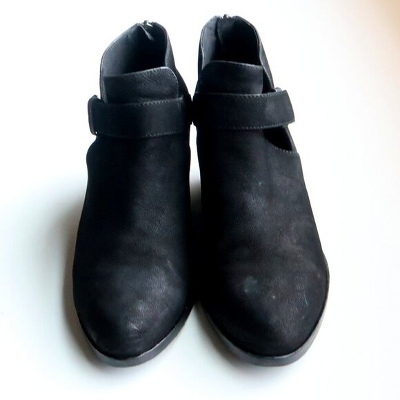 Eileen Fisher Black Nubuck Leather Almond Toe Block Heel Ankle Boots Booties 7.5 - Picture 13 of 16